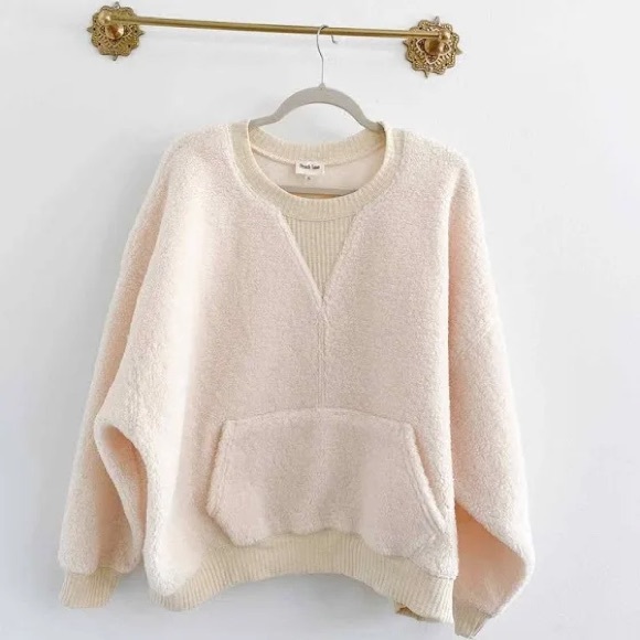 Peach Love California Size Small Boutique Cream Sherpa Oversized - Picture 2 of 3